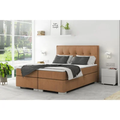VLR BEDS Boxspringbett PALERMO 120 in Cappuccino, Liegefläche 120x200 cm – mit Bettkasten, Bonellfederkern